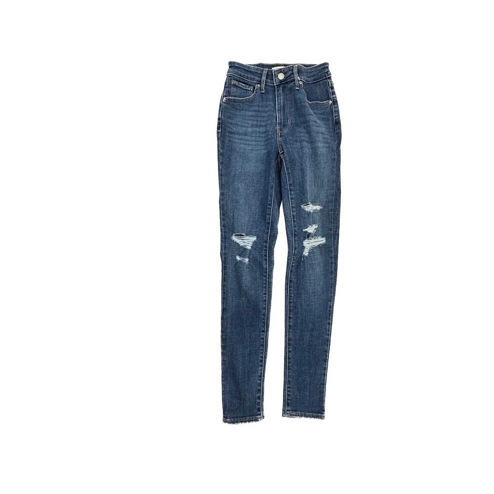Levi's 721 High Rise Skinny Distressed Women's size 24 Dark Blue Denim jeans